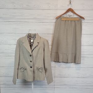 Westside Clothing Co Suit Blazer and Skirt Set Vintage - Tan Womens Size 12